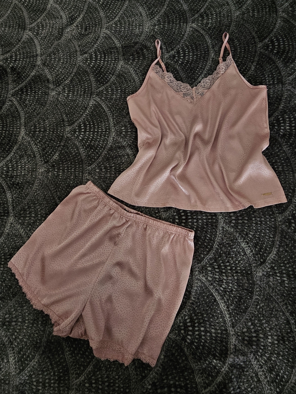 BCBGMaxAzria Satin Lace Cami & Shorts Set in Dusty Rose